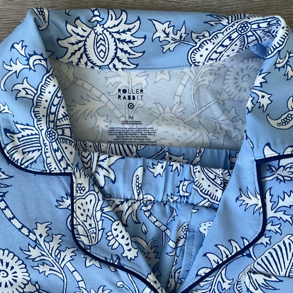 🩵💙 Roller Rabbit x Target Women's Floral Vines Long Sleeves & Pants PJ Set Blue - Picture 10 of 11